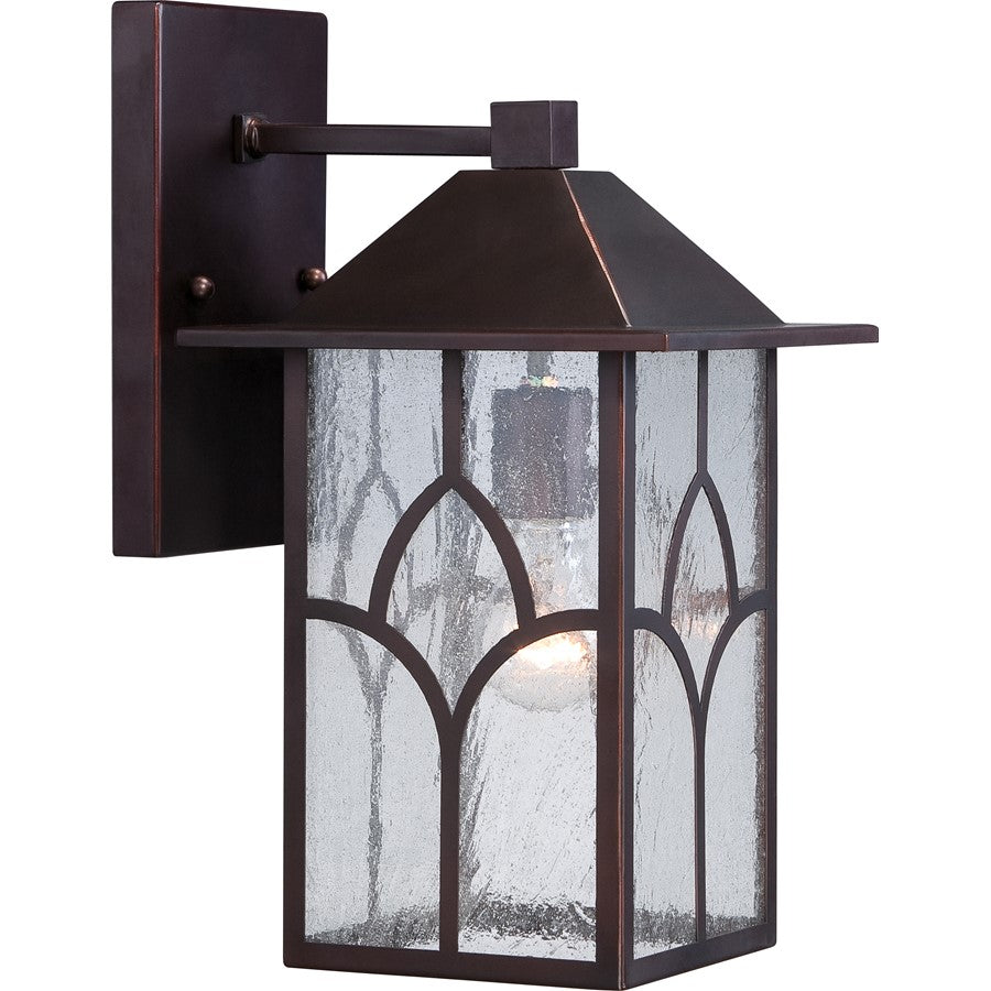 Nuvo Stanton 8in 1-Light Outdoor Wall Lantern | Traditional Claret Bronze and Clear Glass | Entryway & Covered Patio | 8 x 9.62 x 14.5 in | Model 60-5642