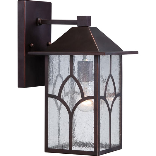 Nuvo Stanton 8in 1-Light Outdoor Wall Lantern | Traditional Claret Bronze and Clear Glass | Entryway & Covered Patio | 8 x 9.62 x 14.5 in | Model 60-5642