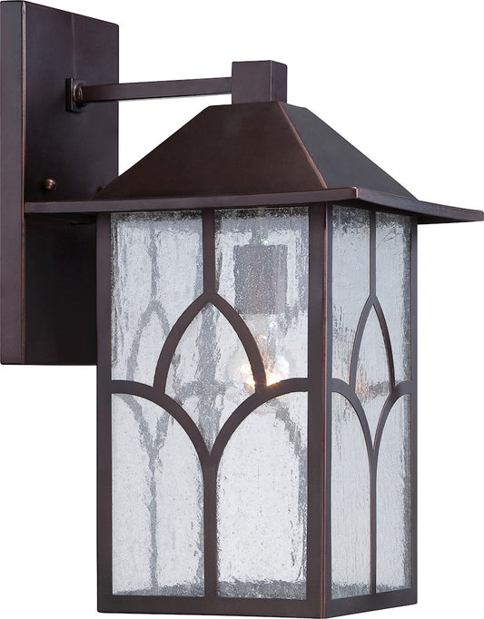 Nuvo Stanton 10in 1-Light Outdoor Wall Lantern | Traditional Claret Bronze and Clear Seed Glass | Covered Patio & Entryway | 10 x 11.88 x | Model 60-5643