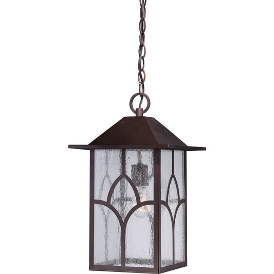 Nuvo Stanton 10in 1-Light Outdoor Hanging Lantern | Traditional Claret Bronze and Clear Seed Glass | Covered Porch & Entryway | 10 x 16.62 | Model 60-5644