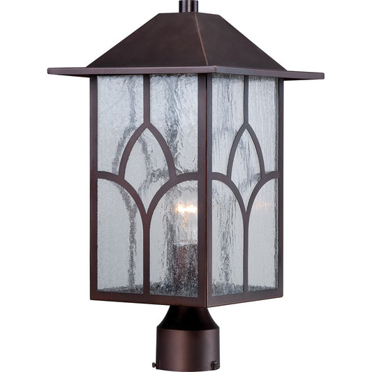 Nuvo Stanton 10in 1-Light Outdoor Post Light | Traditional Claret Bronze and Clear Seed Glass | Entryway & Porch | 10 x 17.75 in | Model 60-5645
