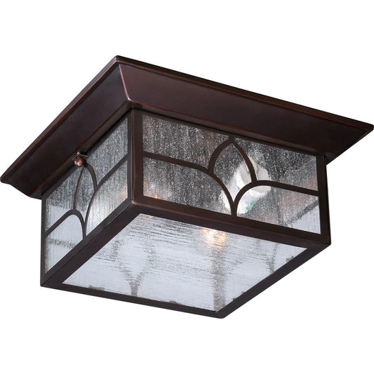 Nuvo Stanton 11in 2-Light Outdoor Flush Mount | Traditional Claret Bronze and Clear Seed Glass | Covered Patios & Entryways | 11 x 5 in | Model 60-5646