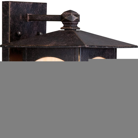 Nuvo Canyon 7in 1-Light Outdoor Wall Lantern | Traditional Umber Bronze and Honey Stained Glass | Covered Patios & Entryways | 7.75 x 8.5 | Model 60-5651