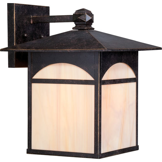 Nuvo Canyon 11in 1-Light Outdoor Wall Fixture | Traditional Umber Bronze and Honey Stained Glass | Covered Patio & Entryway | 11 x 11.88 x | Model 60-5653