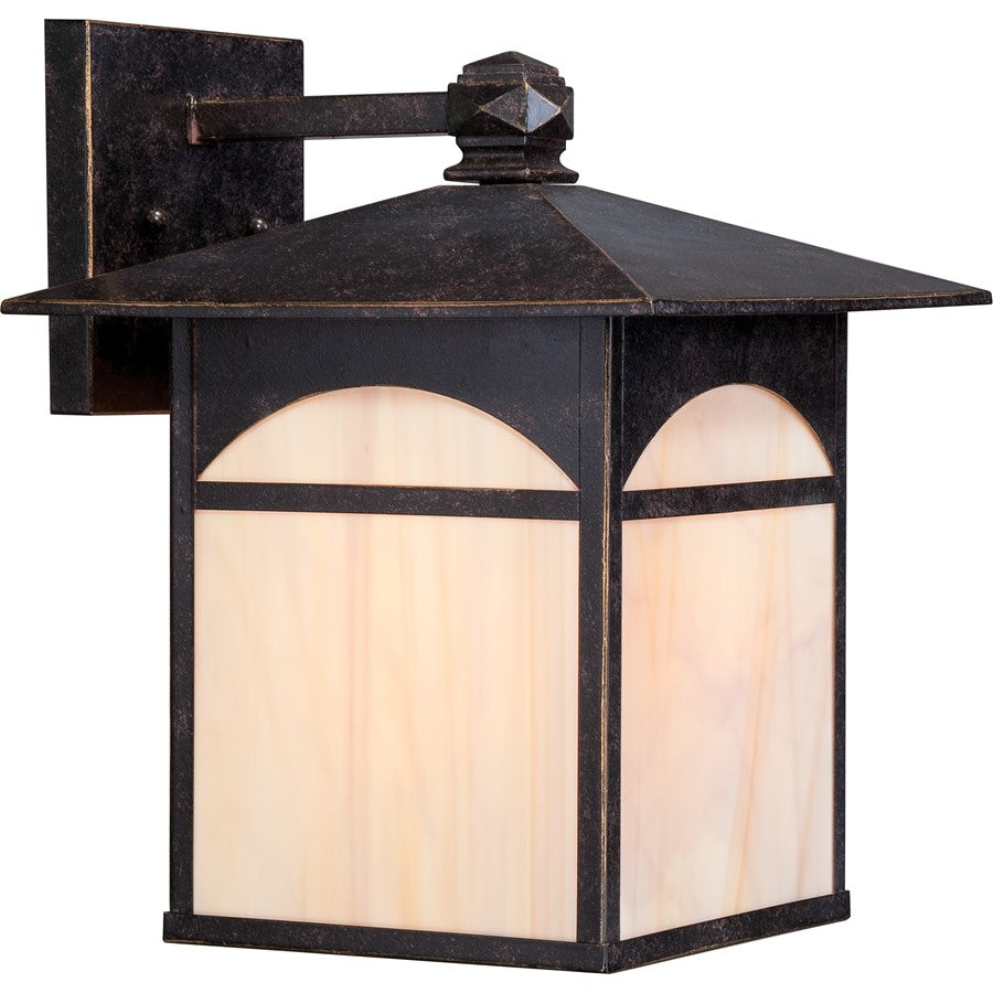 Nuvo Canyon 11in 1-Light Outdoor Wall Fixture | Traditional Umber Bronze and Honey Stained Glass | Covered Patio & Entryway | 11 x 11.88 x | Model 60-5653
