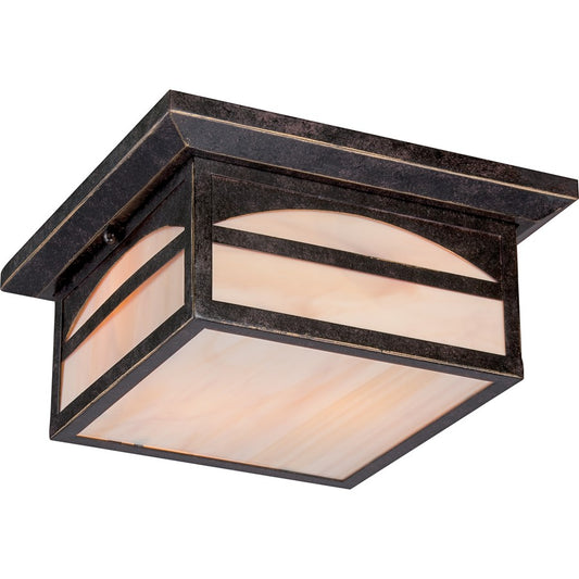 Nuvo Canyon 11in 2-Light Outdoor Flush Mount | Traditional Umber Bronze and Honey Glass | Covered Patios & Wet Locations | 11.25 x 5.12 in | Model 60-5656