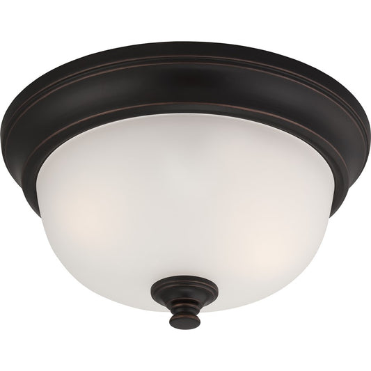 Nuvo Elizabeth 11in 2-Light Flush Mount | Traditional Sudbury Bronze and Frosted Glass | Hallway & Bathroom Ceiling Light | 11 x 11 x 5.5 | Model 60-5690