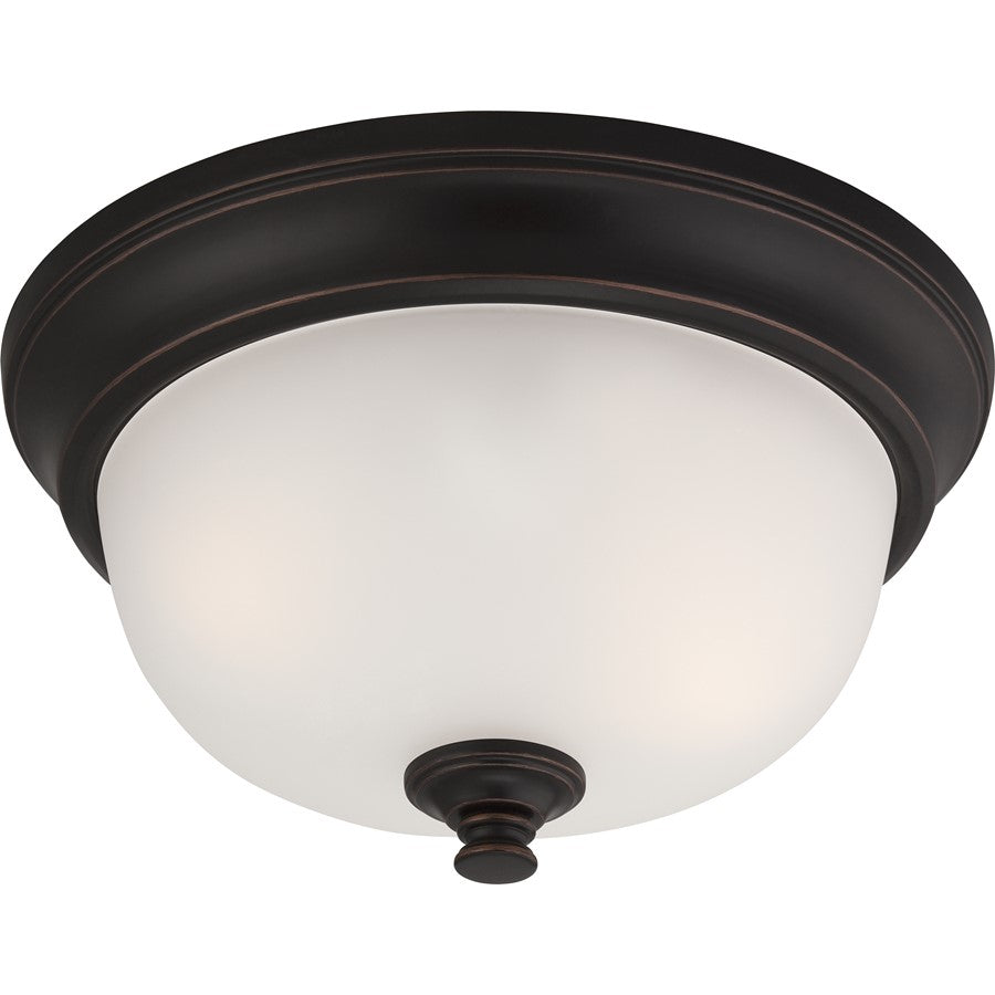 Nuvo Elizabeth 11in 2-Light Flush Mount | Traditional Sudbury Bronze and Frosted Glass | Hallway & Bathroom Ceiling Light | 11 x 11 x 5.5 | Model 60-5690