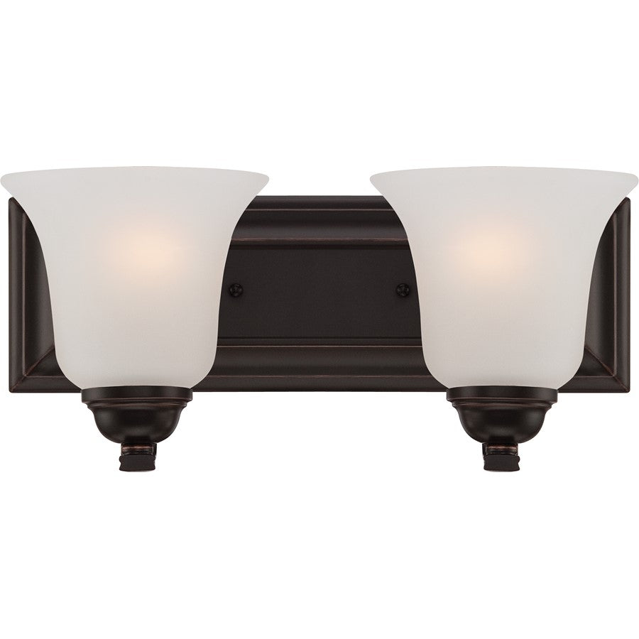 Nuvo Elizabeth 13.75in 2-Light Vanity Light | Traditional Sudbury Bronze and Frosted Glass | Bathroom Vanity & Powder Room | 13.75 x 7.5 x | Model 60-5692