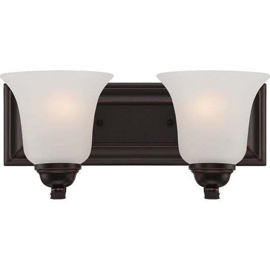 Nuvo Elizabeth 13.75in 2-Light Vanity Light | Traditional Sudbury Bronze and Frosted Glass | Bathroom Vanity & Powder Room | 13.75 x 7.5 x | Model 60-5692