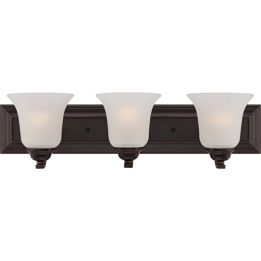 Nuvo Elizabeth 24in 3-Light Vanity Light | Traditional Sudbury Bronze and Frosted Glass | Bathroom Vanity | 24 x 6.5 x 7.5 in | Model 60-5693