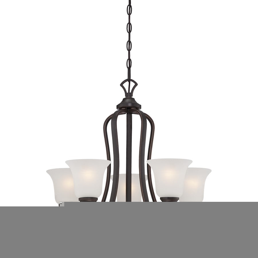 Nuvo Elizabeth 25in 5-Light Chandelier | Traditional Sudbury Bronze and Frosted Glass | Dining Room & Living Room | 25 x 25 x 24.62 in | Model 60-5695