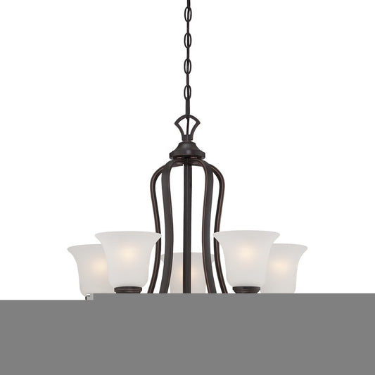 Nuvo Elizabeth 25in 5-Light Chandelier | Traditional Sudbury Bronze and Frosted Glass | Dining Room & Living Room | 25 x 25 x 24.62 in | Model 60-5695