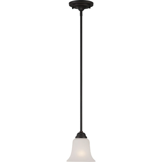Nuvo Elizabeth 6in 1-Light Mini Pendant | Traditional Sudbury Bronze and Frosted Glass | Kitchen Island & Dining Room | 6 x 6 x 51 in | Model 60-5697