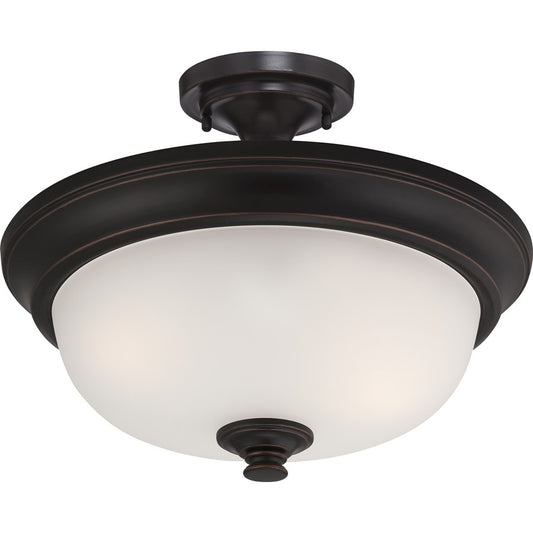 Nuvo Elizabeth 18in 2-Light Semi-Flush Mount | Traditional Sudbury Bronze and Frosted Glass | Entryway & Hallway | 18 x 13.75 in | Model 60-5700