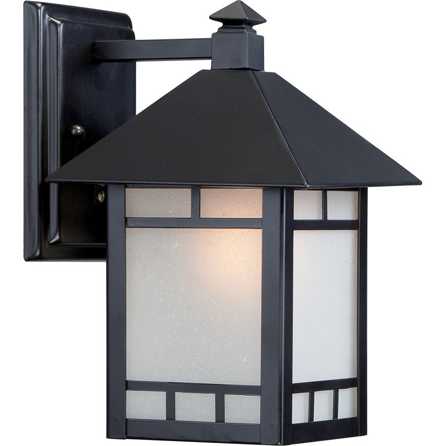 Nuvo Drexel 7in 1-Light Outdoor Wall Lantern | Traditional Stone Black and Frosted Seed Glass | Covered Patio & Entryway | 7 x 8.5 x 10.5 | Model 60-5701