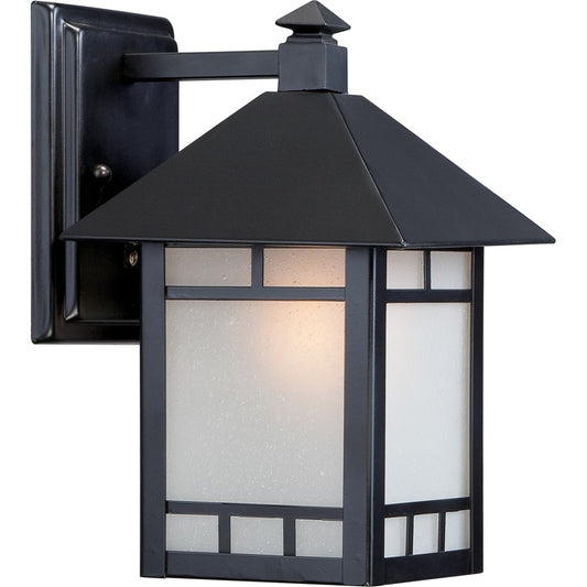 Nuvo Drexel 7in 1-Light Outdoor Wall Lantern | Traditional Stone Black and Frosted Seed Glass | Covered Patio & Entryway | 7 x 8.5 x 10.5 | Model 60-5701
