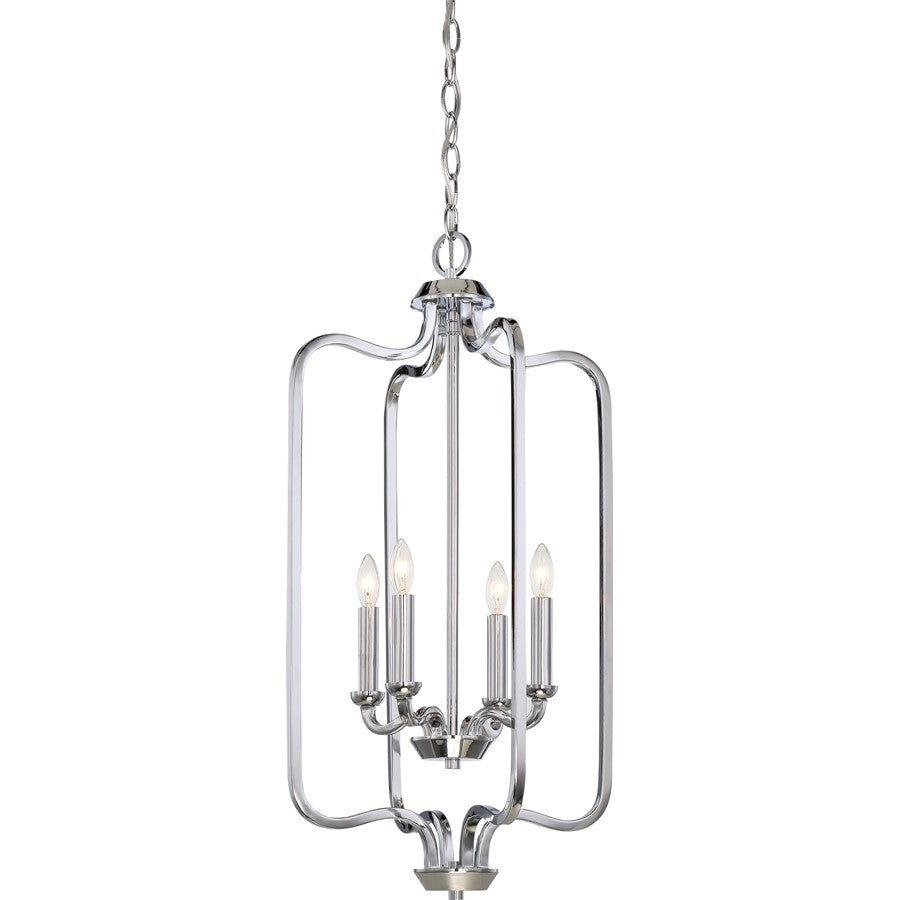 Nuvo Lighting Willow 14in 4-Light Pendant | Traditional Polished Nickel | Kitchen Island & Dining Room | 14 x 14 x 27.75 in | Model 60-5800