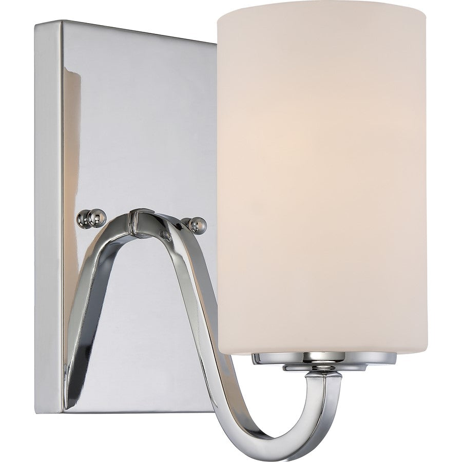Nuvo Willow 8.625in 1-Light Vanity Light | Traditional Polished Nickel and White Glass | Bathroom Vanity & Powder Room | 4.375 x 8.625 x 8 | Model 60-5801