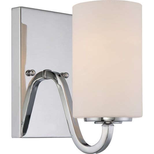Nuvo Willow 8.625in 1-Light Vanity Light | Traditional Polished Nickel and White Glass | Bathroom Vanity & Powder Room | 4.375 x 8.625 x 8 | Model 60-5801