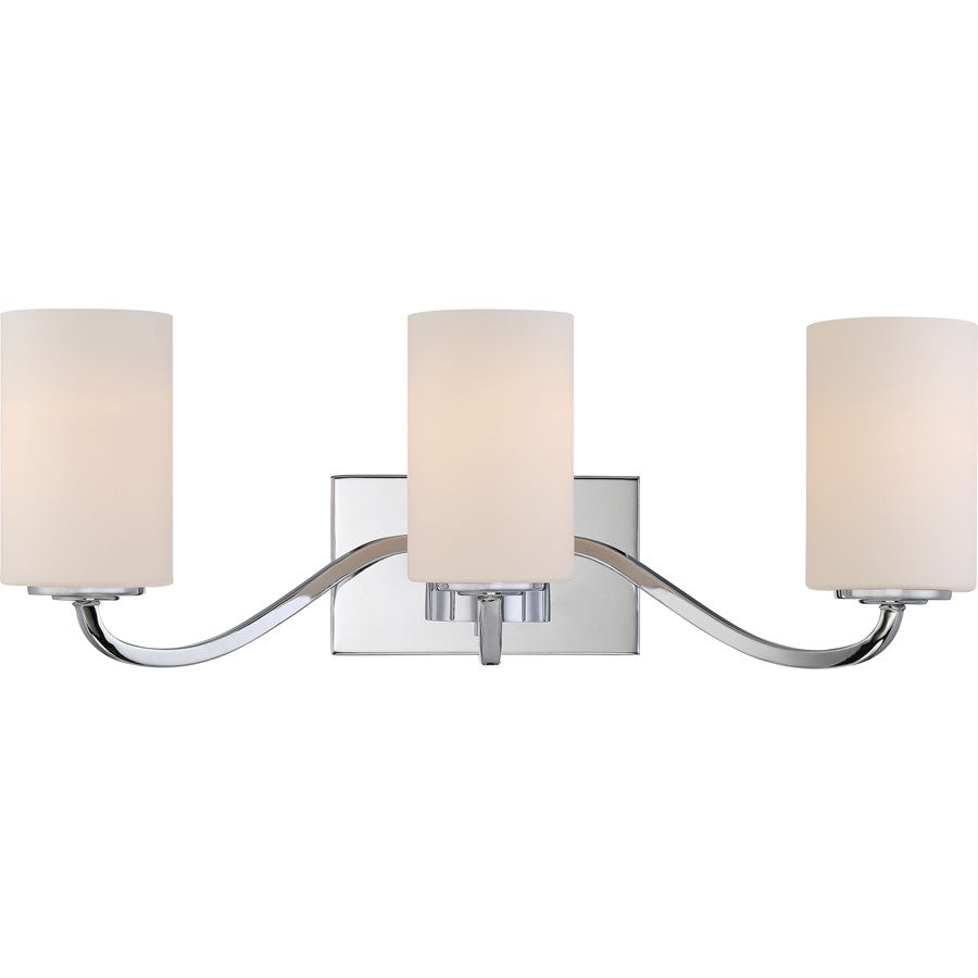 Nuvo Willow 23in 3-Light Vanity Light | Traditional Polished Nickel and White Glass | Bathroom Vanity | 23 x 8 x 8 in | Model 60-5803