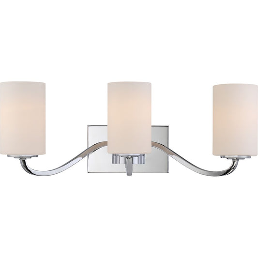 Nuvo Willow 23in 3-Light Vanity Light | Traditional Polished Nickel and White Glass | Bathroom Vanity | 23 x 8 x 8 in | Model 60-5803