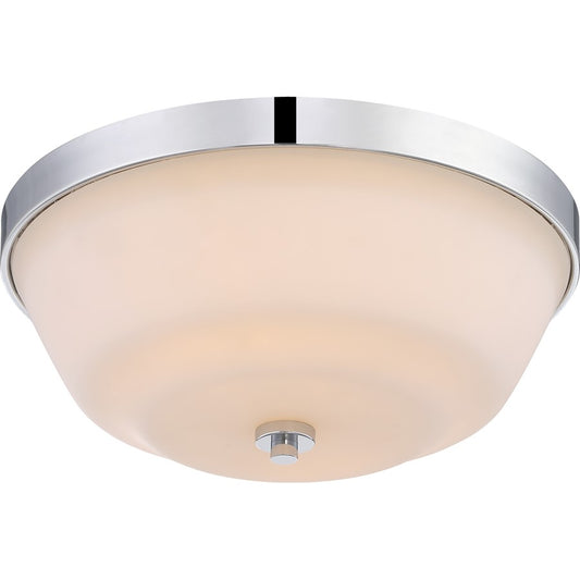 Nuvo Willow 13.5in 2-Light Flush Mount | Traditional Polished Nickel and White Glass | Hallway & Bathroom Ceiling Light | 13.5 x 13.5 x | Model 60-5804