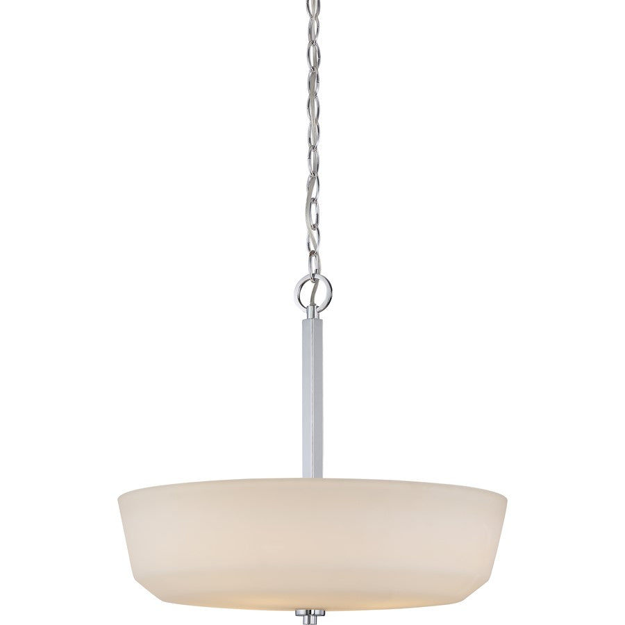 Nuvo Lighting Willow 18in 4-Light Pendant | Traditional Polished Nickel and White Glass | Kitchen Island & Dining Room | 18 x 18 x 17.625 | Model 60-5807