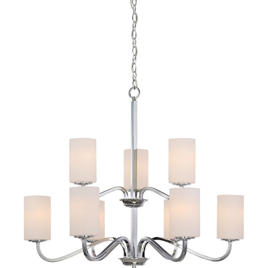 Nuvo Lighting Willow 9 Light 2-Tier Hangng, White/Polished Nickel