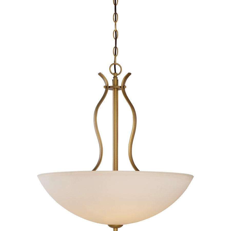 Nuvo Lighting Dillard 22in 4-Light Pendant | Traditional Natural Brass and White Glass | Kitchen Island & Dining Room | 22 x 22 x 24 in | Model 60-5817
