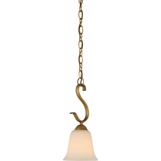 Nuvo Dillard 1-Light Mini Pendant | Traditional Natural Brass and White Glass | Kitchen Island & Dining Room | 5.875 x 13 in | Model 60-5818