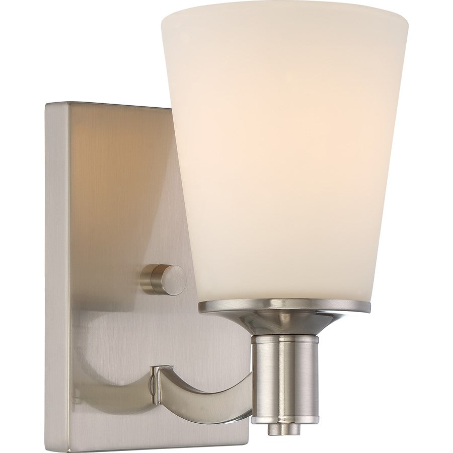 Nuvo Lighting Laguna 1-Light Vanity Light | Traditional Brushed Nickel and White Glass | Bathroom & Powder Room | 5.125 x 7.375 x 8.5 in | Model 60-5821