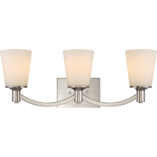 Nuvo Lighting Laguna 24in 3-Light Vanity | Traditional Natural Brass and White Glass | Bathroom Vanity | 24 x 9 x 6.5 in | Model 60-5823
