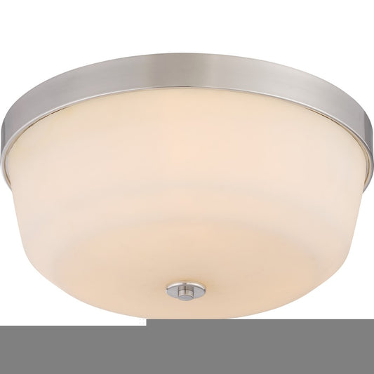 Nuvo Laguna 15in 3-Light Flush Mount | Traditional Brushed Nickel and White Glass | Hallway & Bathroom Ceiling Light | 15.125 x 6.75 in | Model 60-5824