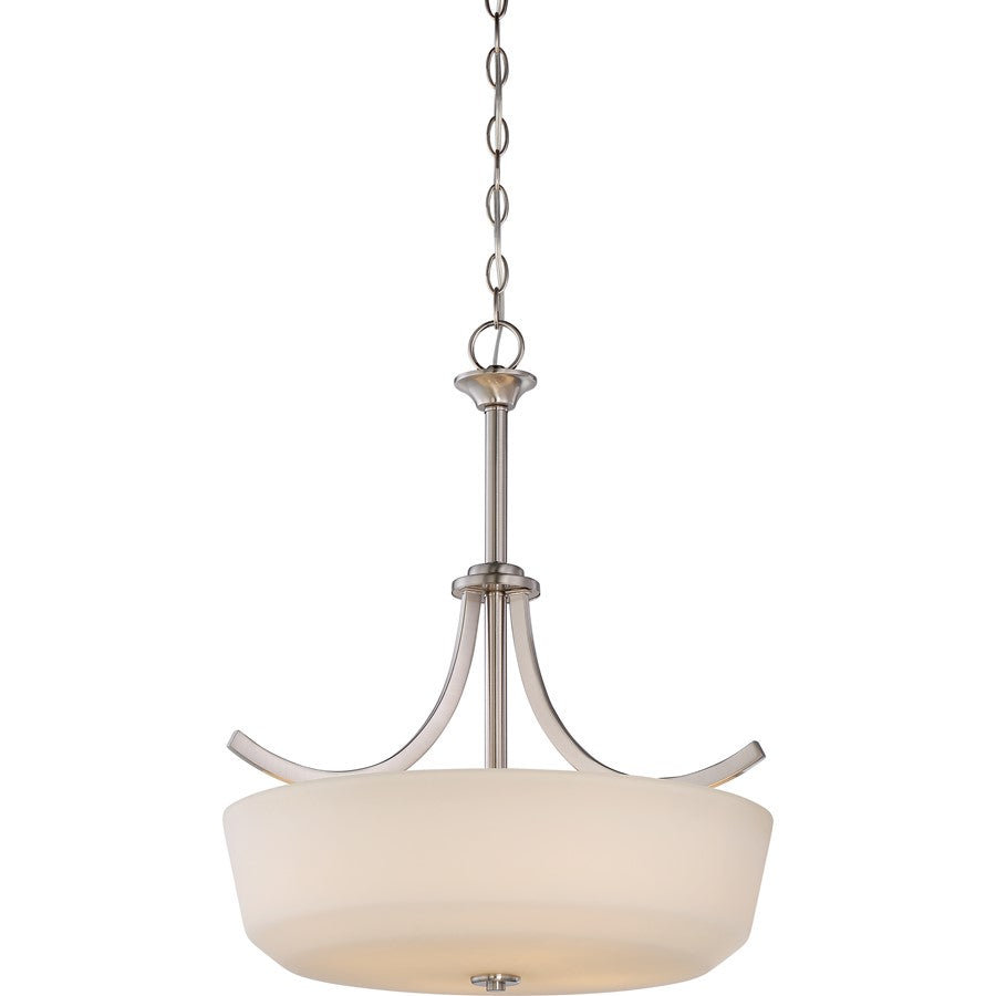 Nuvo Lighting Laguna 19.5in 4-Light Pendant | Traditional Brushed Nickel and White Glass | Kitchen Island & Dining Room | 19.5 x 19.5 x | Model 60-5827