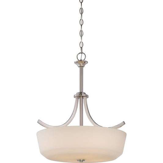 Nuvo Lighting Laguna 19.5in 4-Light Pendant | Traditional Brushed Nickel and White Glass | Kitchen Island & Dining Room | 19.5 x 19.5 x | Model 60-5827
