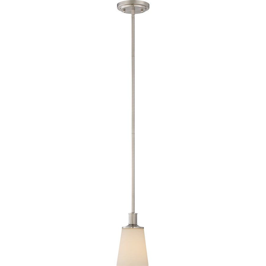Nuvo Laguna 1-Light Mini Pendant | Traditional Brushed Nickel and White Glass | Kitchen Island & Dining Room | 5.125 x 5.125 x 46.125 in | Model 60-5828