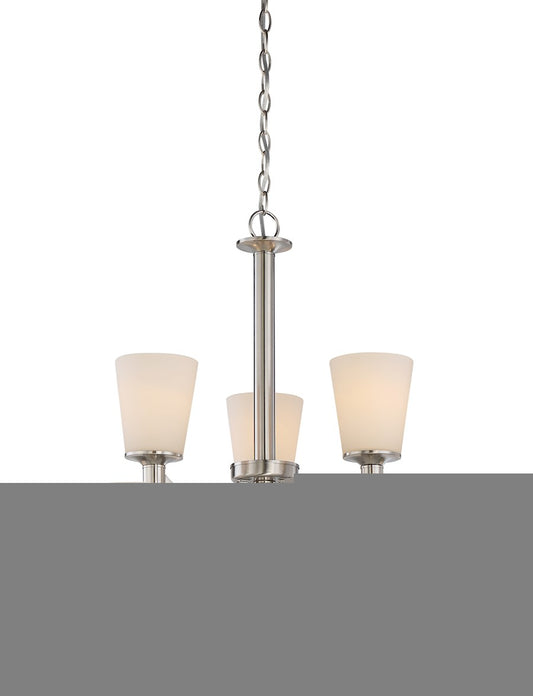 Nuvo Laguna 31in 9-Light Chandelier | Traditional Brushed Nickel and White Glass | Dining Room & Living Room | 31 x 31 x 27.75 in | Model 60-5829