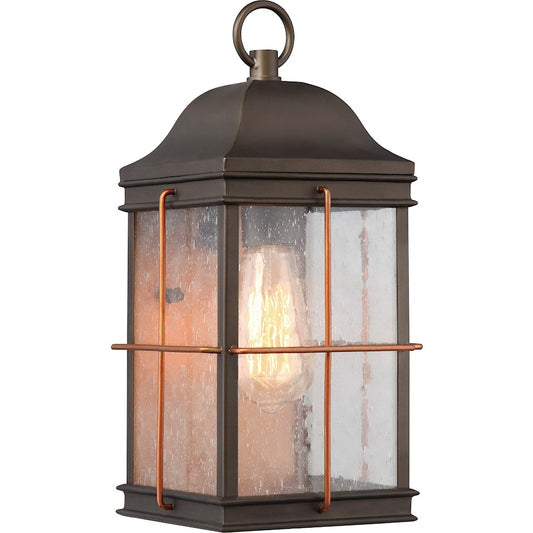 Nuvo Lighting Howell 7in 1-Light Outdoor Lantern | Traditional Bronze with Copper Accents | Covered Patios & Entryways | 7 x 7.13 x 14.13 | Model 60-5832