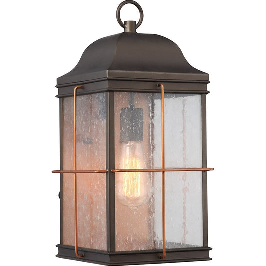 Nuvo Lighting Howell 17in 1-Light Outdoor Lantern | Bronze with Copper Accents | Covered Patio & Entryway | 8.75 x 8.75 x 17.13 in | Model 60-5833