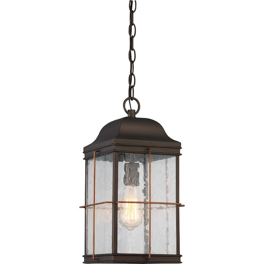 Nuvo Lighting Howell 9in 1-Light Outdoor Hanging Lantern | Rustic Bronze with Copper Accents | Covered Patios & Entryways | 9 x 9 x 17 in | Model 60-5836