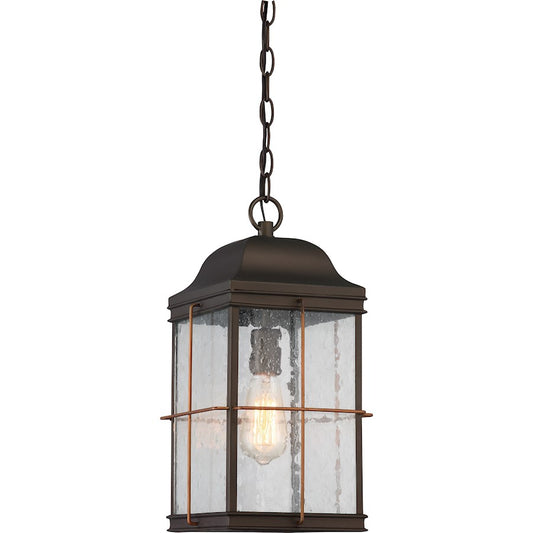 Nuvo Lighting Howell 9in 1-Light Outdoor Hanging Lantern | Rustic Bronze with Copper Accents | Covered Patios & Entryways | 9 x 9 x 17 in | Model 60-5836