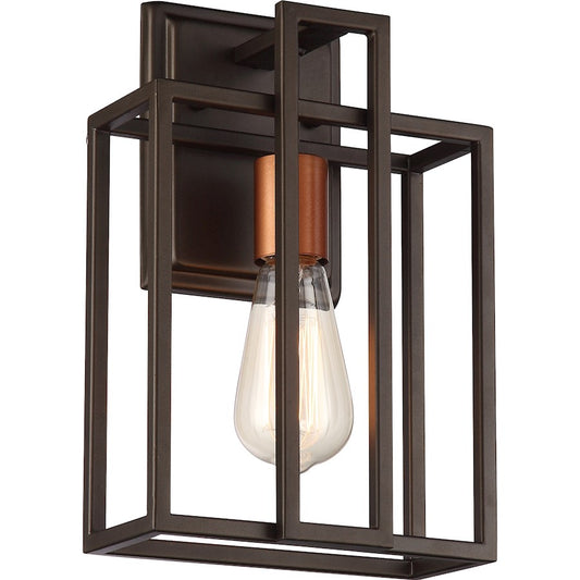 Nuvo Lighting Lake 1-Light Wall Sconce | Bronze with Copper Accents | Hallway & Bedroom Accent Light | 240 Lumens 2700K Dimmable | Model 60-5851