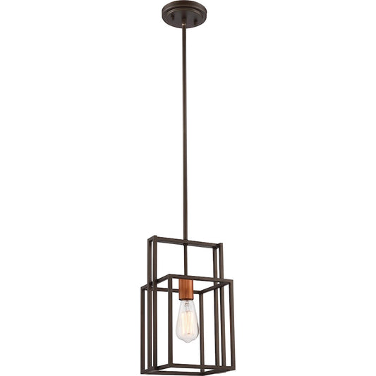 Nuvo Lighting Lake 8in 1-Light Mini Pendant | Industrial Bronze with Copper Accents Glass | Kitchen Island & Dining Room | 8 x 8 x 52 in | Model 60-5855