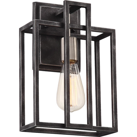 Nuvo Lighting Lake 8in 1-Light Wall Sconce | Industrial Iron Black and Brushed Nickel Metal | Hallway & Bathroom Accent | 240 Lumens | Model 60-5856