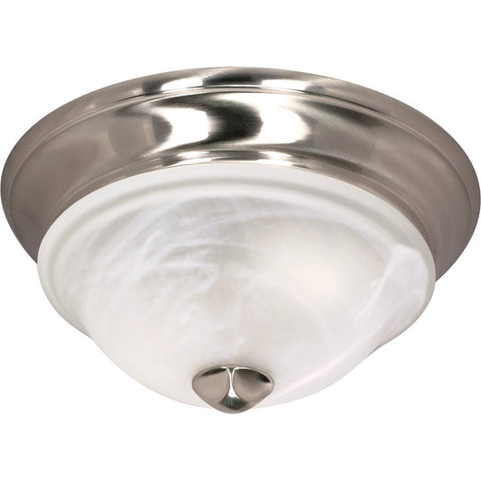 Nuvo Triumph 11in 1-Light Flush Mount | Brushed Nickel and Sculptured Alabaster Glass | Hallway & Bathroom Ceiling Light | 11 x 11 x 5.25 in | Model 60-586