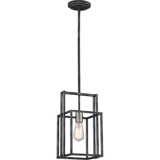 Nuvo Lighting Lake 8in 1-Light Mini Pendant | Industrial Iron Black and Brushed Nickel | Kitchen Island & Dining Room | 8 x 8 x 52 in | Model 60-5860