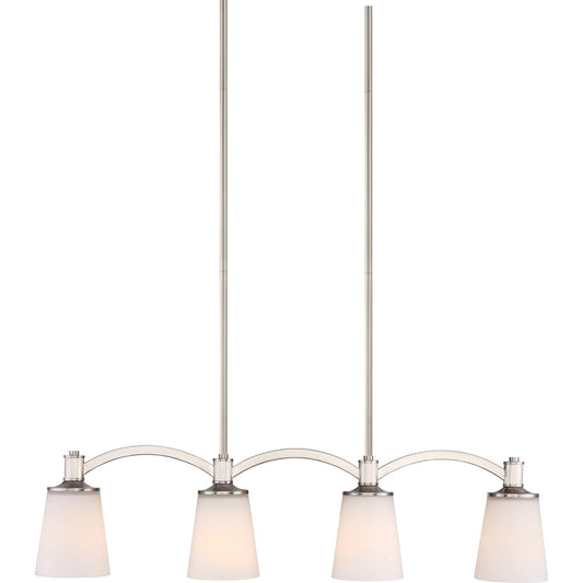 Nuvo Laguna 33in 4-Light Island Pendant | Traditional Brushed Nickel and White Glass | Kitchen Island & Dining Room | 33 x 46.125 in | Model 60-5875