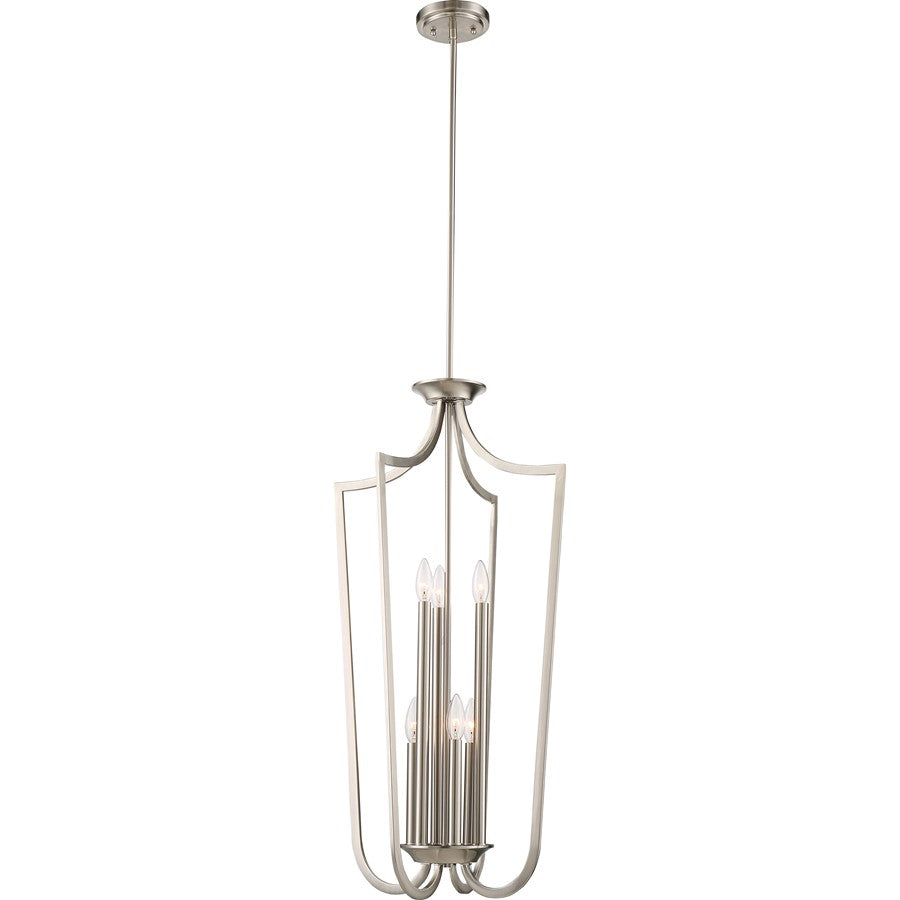 Nuvo Laguna 17in 6-Light Pendant | Traditional Brushed Nickel | Kitchen Island & Dining Room | 17 x 17 x 71 in | Model 60-5877