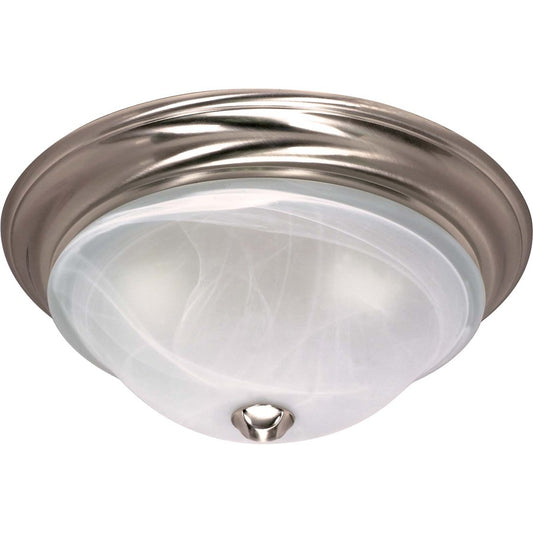 Nuvo Triumph 15in 3-Light Flush Mount | Brushed Nickel and Sculptured Alabaster Glass | Damp-Rated Ceiling for Hallway & Bathroom | 15.5 x | Model 60-588